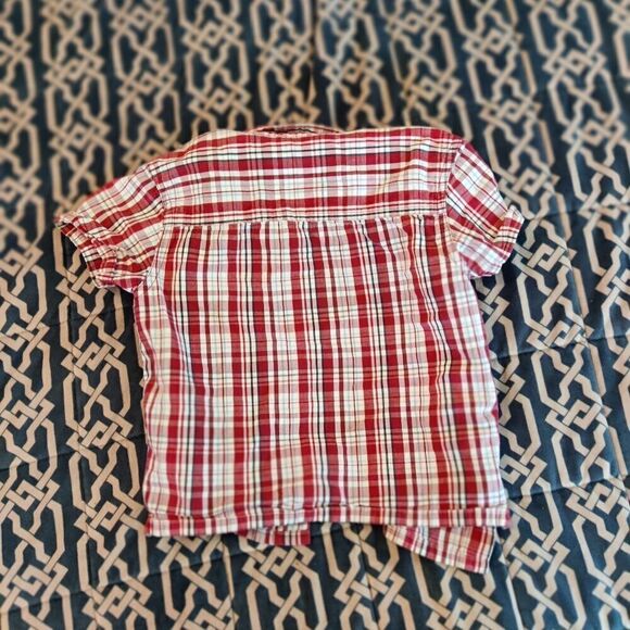 CHEROKEE 5t red and white plaid button down - Picture 2 of 3